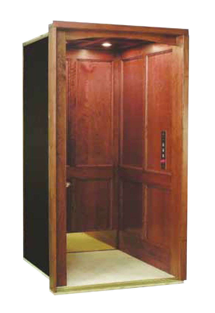 hand finished cherry interior accented estate elevator with polished brass fixtures